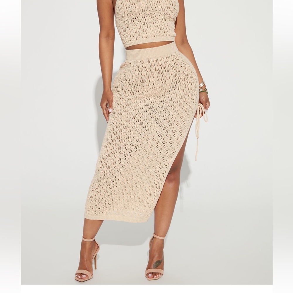 Alondra Crochet Maxi Skirt - Sand